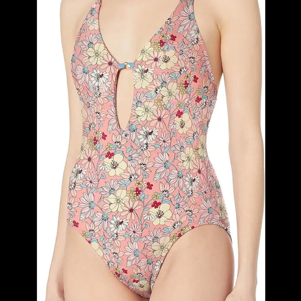 Floral Keyhole One-Piece Swimsuit in Pink